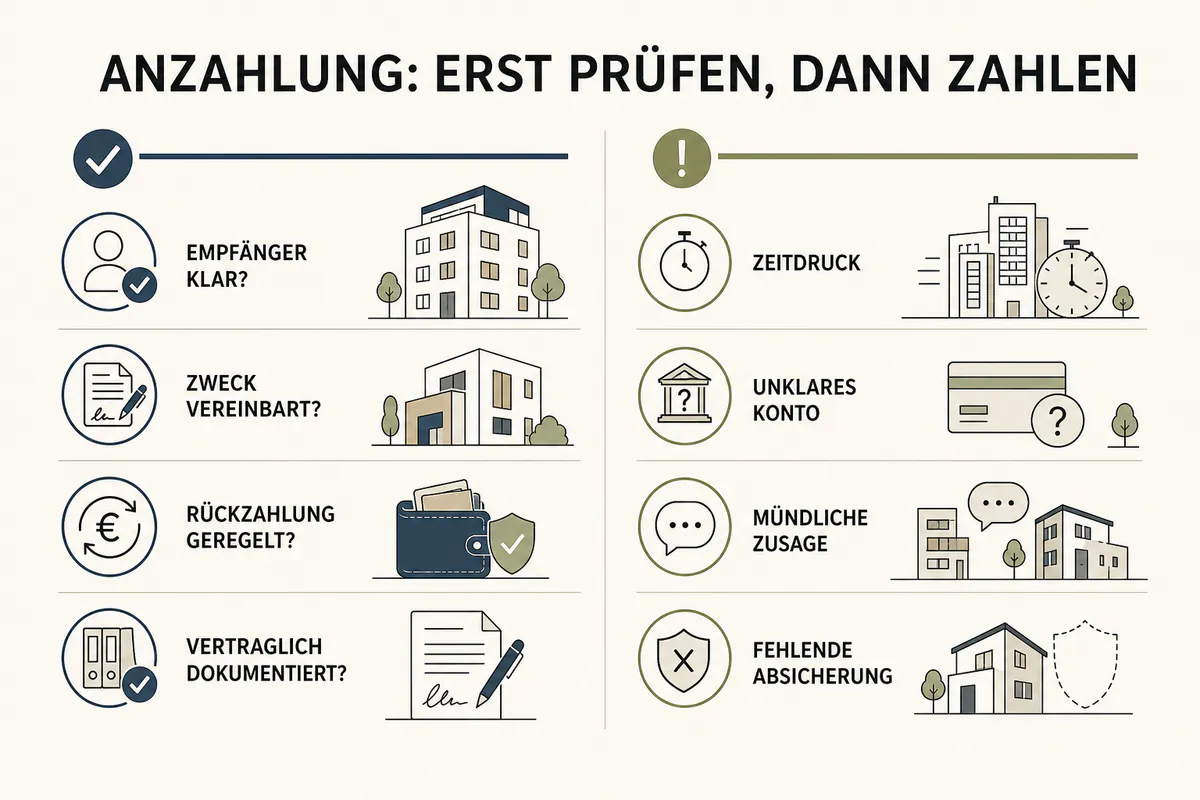 Anzahlung beim Immobilienkauf: Was rechtlich gilt — und wie Sie sich sicher absichern